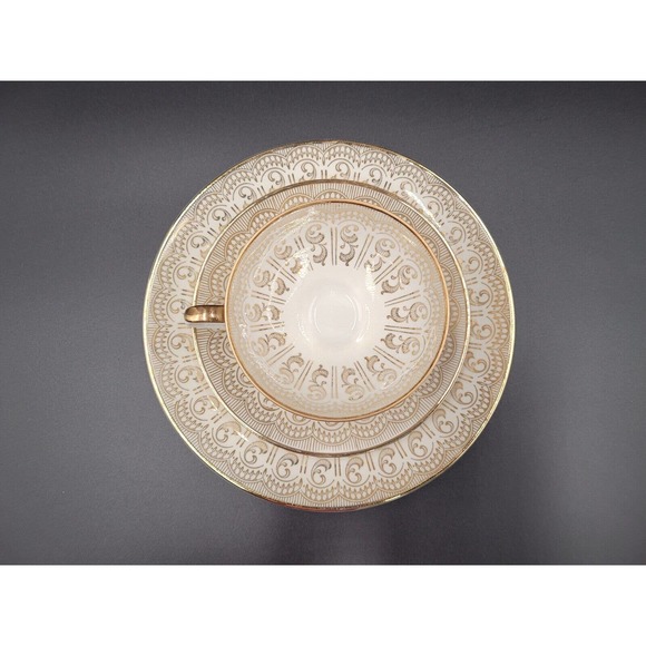 VTG Bareuther Waldsassen Luncheon Trio Set Plate Teacup Saucer 53 Gold Trim - Picture 3 of 12